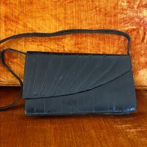 Vintage Black Eel Skin Clutch/Shoulder Bag